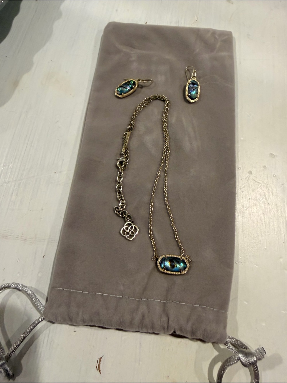 Kendra Scott Gold-Tone Blue  Pendant Necklace and Earrings Set